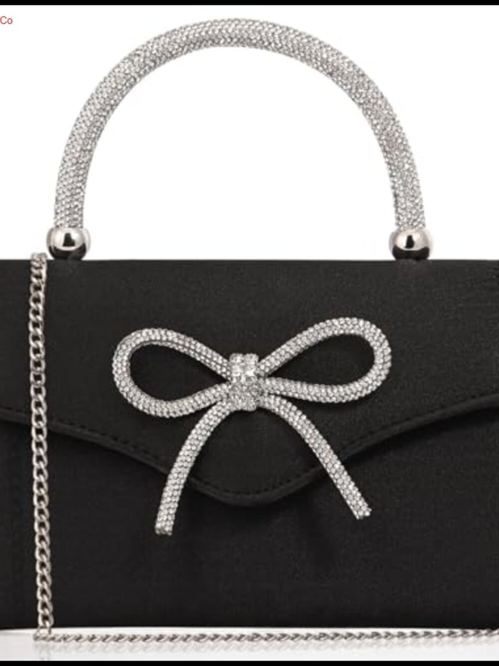 Rhinestone Bow Satin Evening Clutch Purse with Chain Strap for Wedding Prom